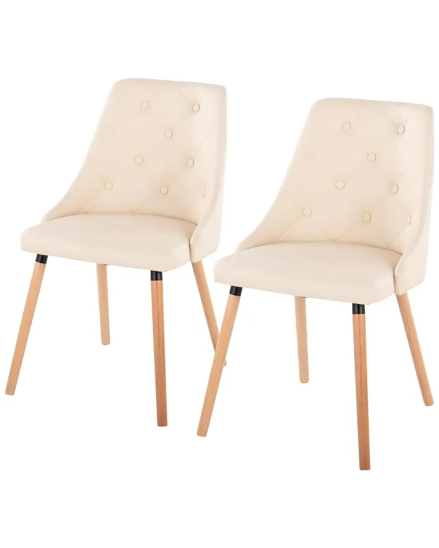 Giovanni Set of 2 Dining Chairs - Cream, Natural Wood