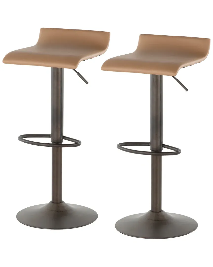 Set of 2 Ale Barstools - Antique Metal, Camel image