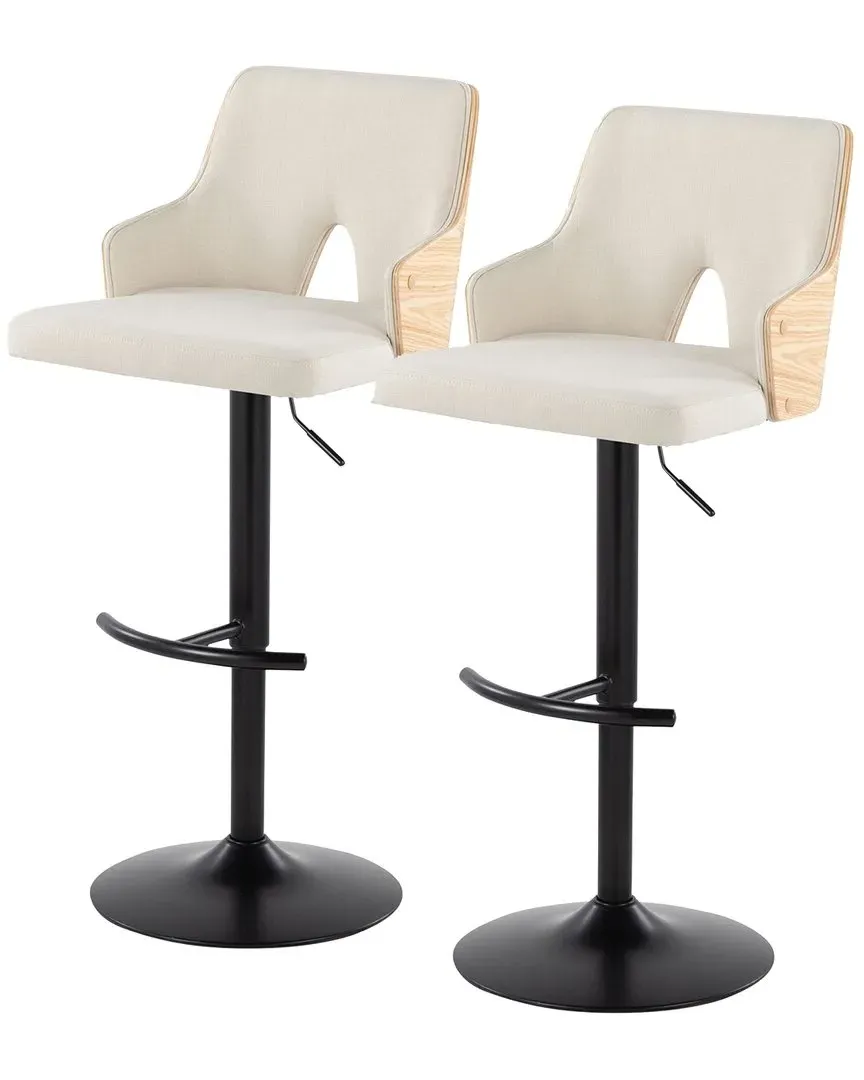 Stella Adjustable Barstools Set of 2 with Swivel - Cream, Black image