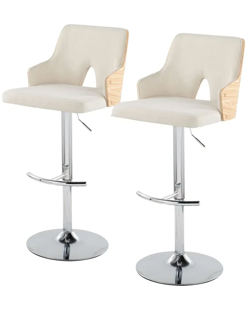 Stella Adjustable Barstools Set of 2 with Swivel - Cream, Chrome