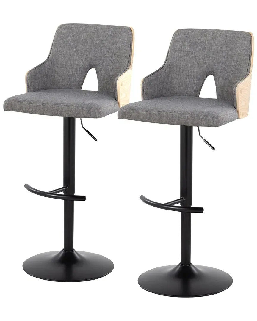Stella Adjustable Barstools Set of 2 with Swivel - Grey, Black