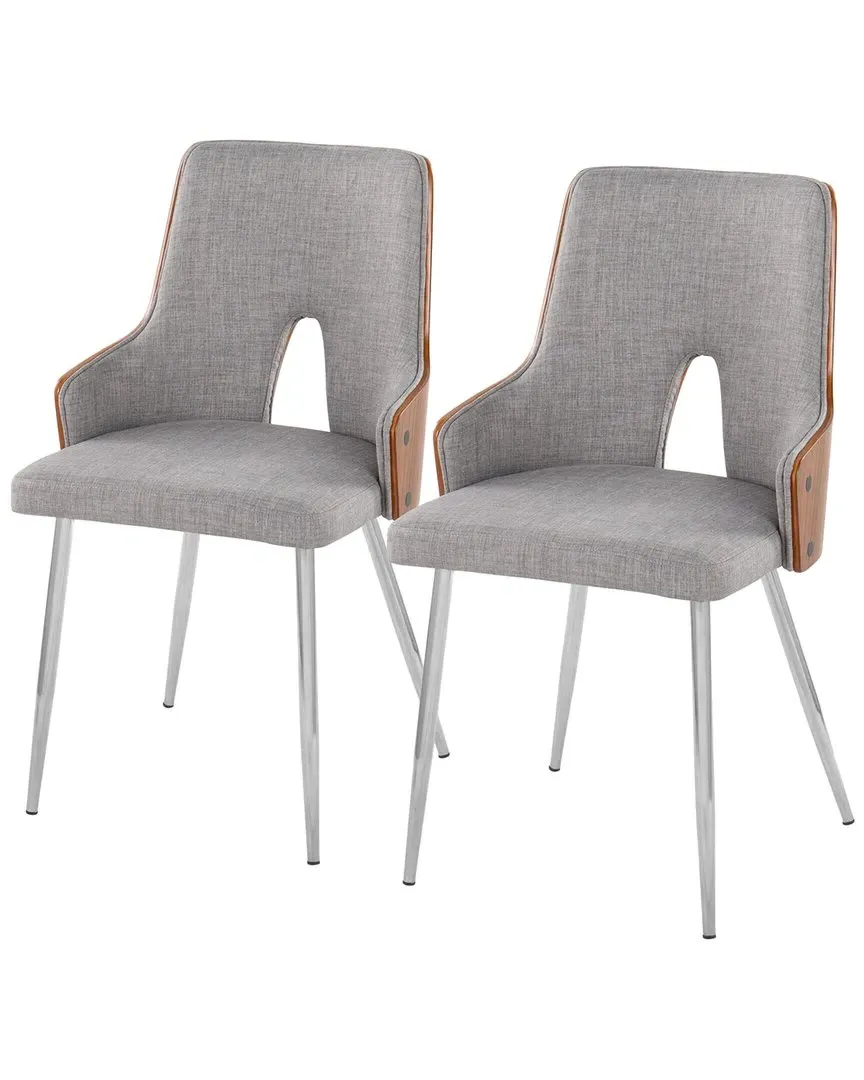 Stella Set of 2 Dining Chairs - Light Grey, Walnut