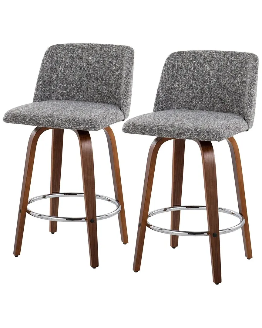 Toriano Counter Stool Set of 2 - Grey, Walnut