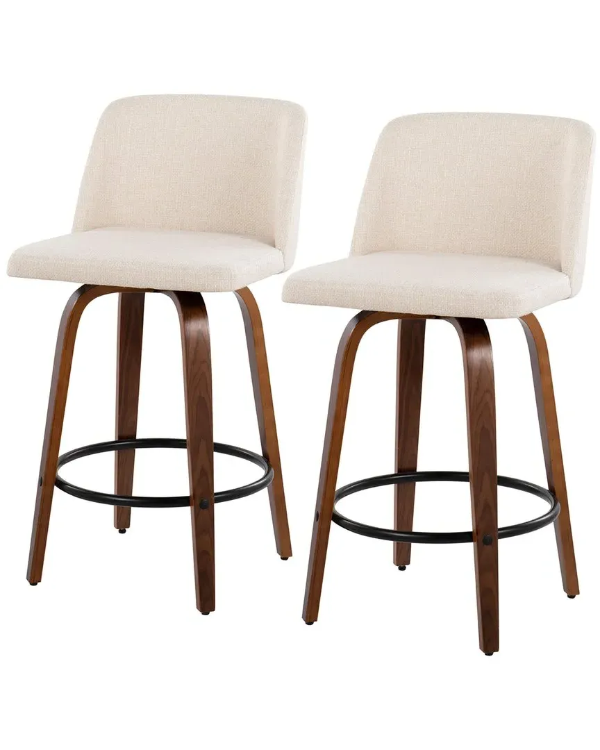 Toriano Counter Stools Set of 2 - Brown, Walnut image