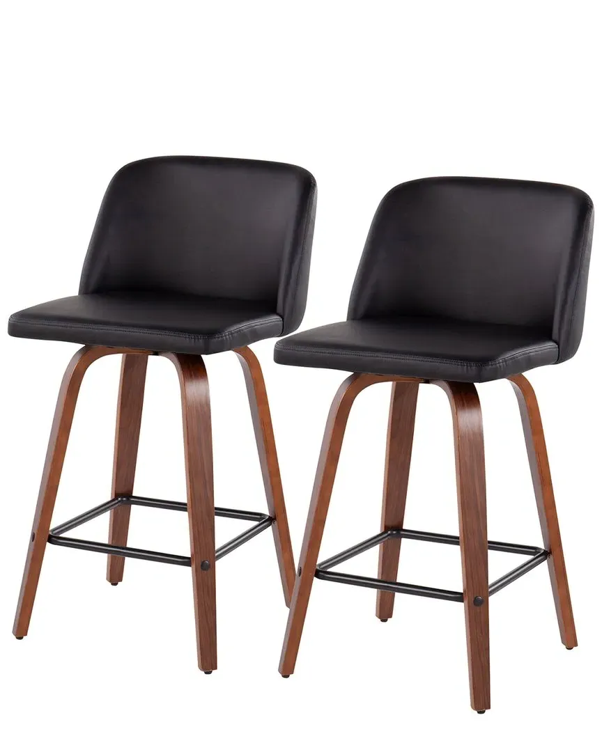 Toriano Set of 2 Counter Stools - Black, Walnut