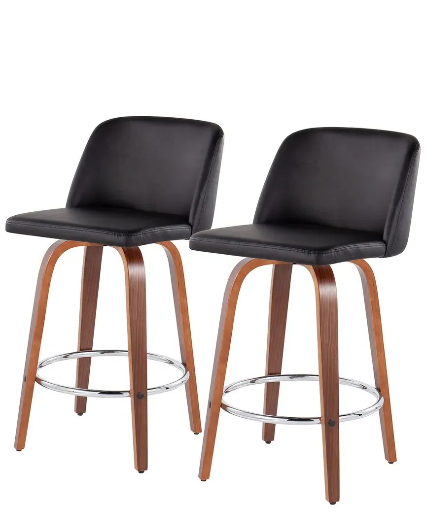 Toriano Set of 2 Counter Stools - Black, Walnut