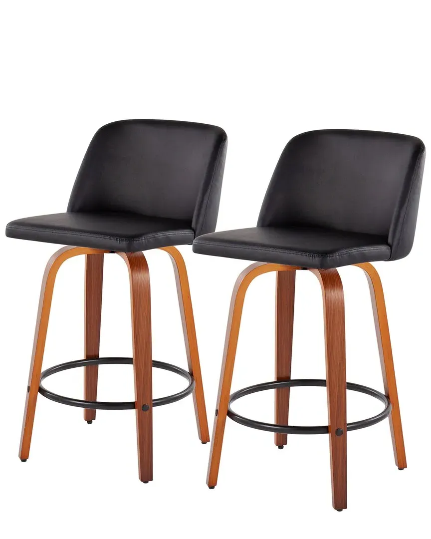 Toriano Set of 2 Counter Stools - Black, Walnut image