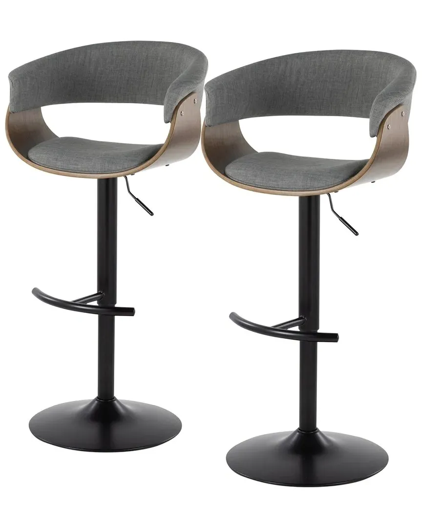 Vintage Mod Set of 2 Adjustable Height Barstools - Grey, Walnut