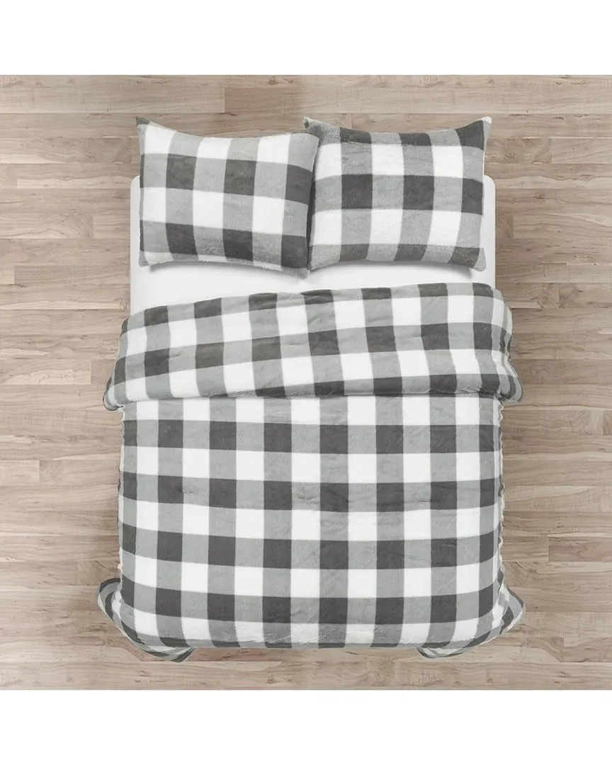 2pc Plaid All-Season Comforter Set - Light Gray, Polyester image