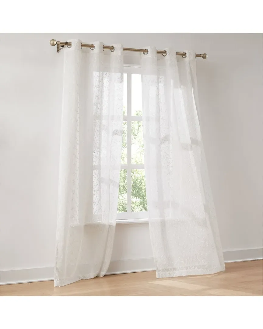 Aileen Textured Raindrop Sheer Window Curtain Panels - White image