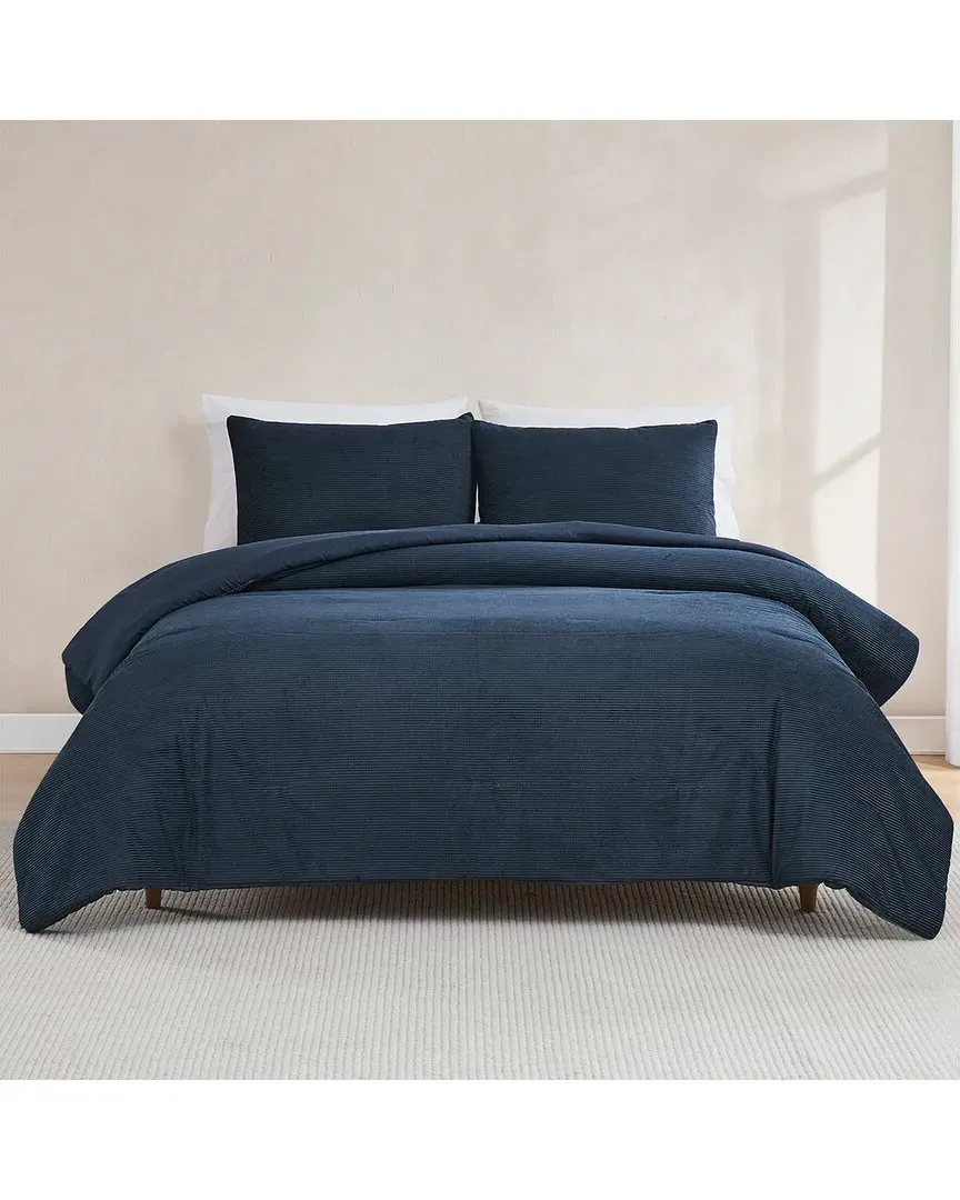 Arden Ribbed Corduroy Comforter Set - Navy, Velvet image
