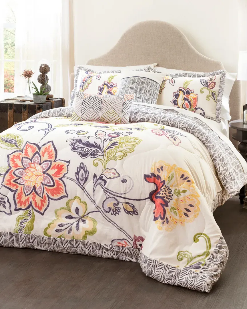 Aster 5pc Quilted Comforter Set - Coral/Navy image