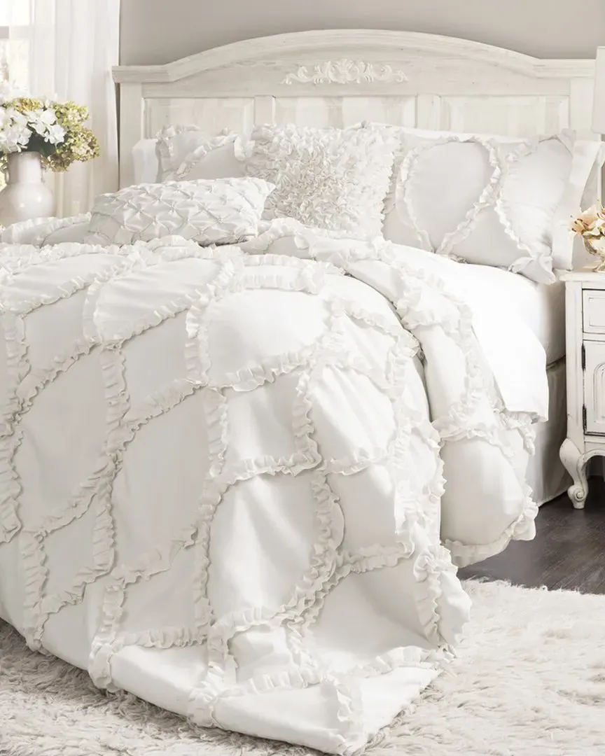 Avon 3-Piece Comforter Set - White, Polyester
