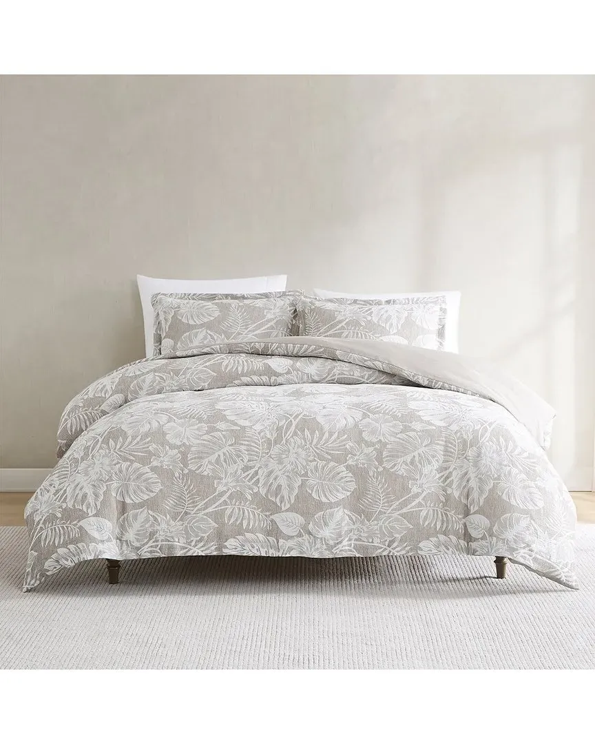 Bali Tropical Leaves Gauze Jacquard Duvet Cover Set - Neutral image