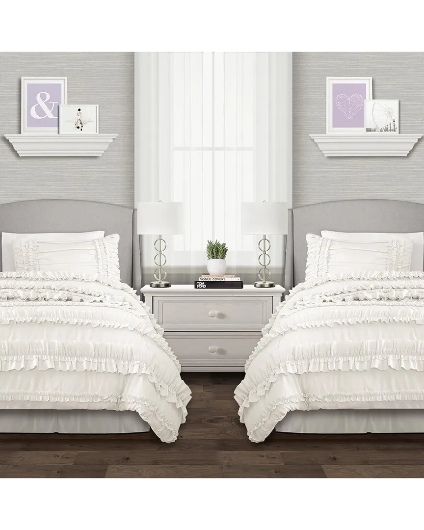 Belle Twin-XL Comforter Set - White, Polyester