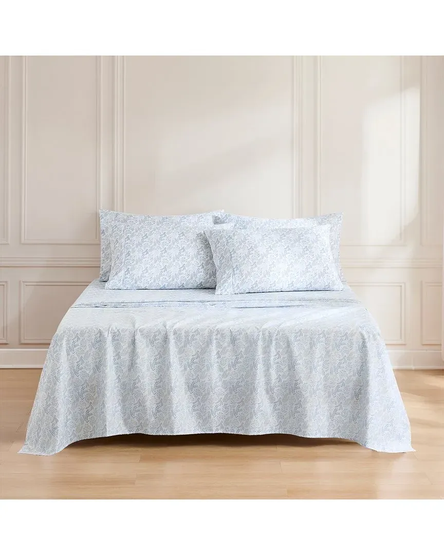 Botanical Leaf & Floral Sheet Set - Blue, Microfiber image