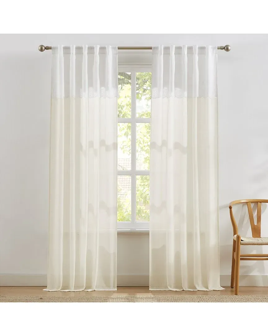 Brigitte Embroidery Window Curtain Panels with Valance - Neutral