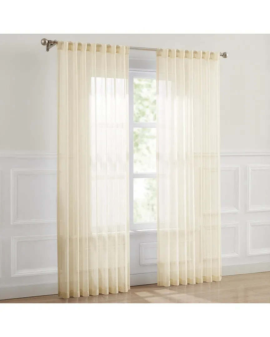 Calia Textured Stripe Sheer Window Curtain Panels - Neutral image