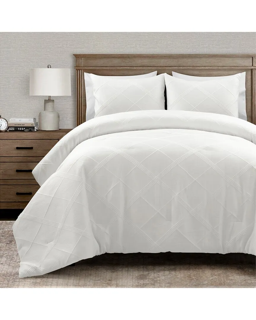 Diamond Jacquard 3pc Comforter Set - White image