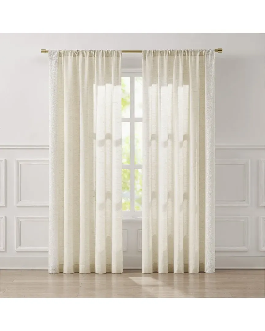 Emily Leaves Embroidered Window Curtain Panels - Neutral image