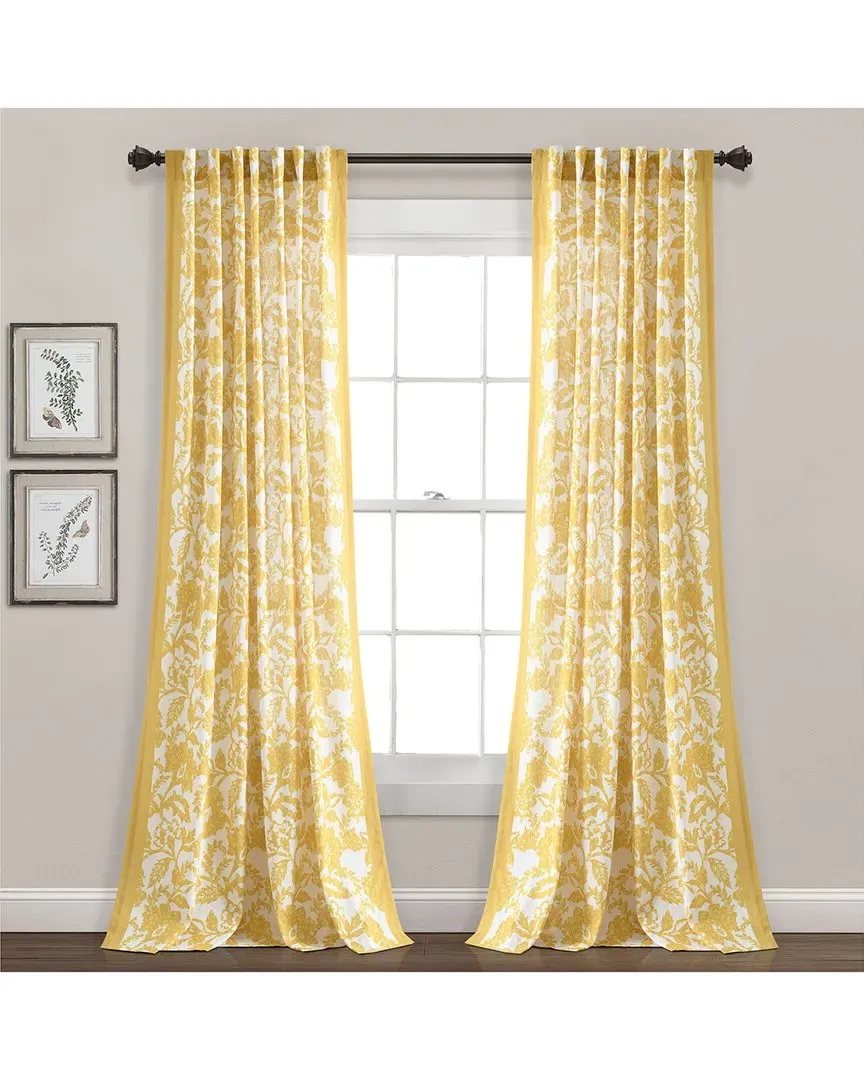 Emma Textured Jacobean Window Curtain - Yellow, Cotton Blend image