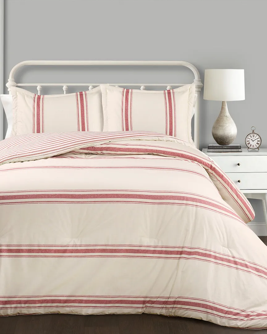 Farmhouse 3-Piece Comforter Set - Red
