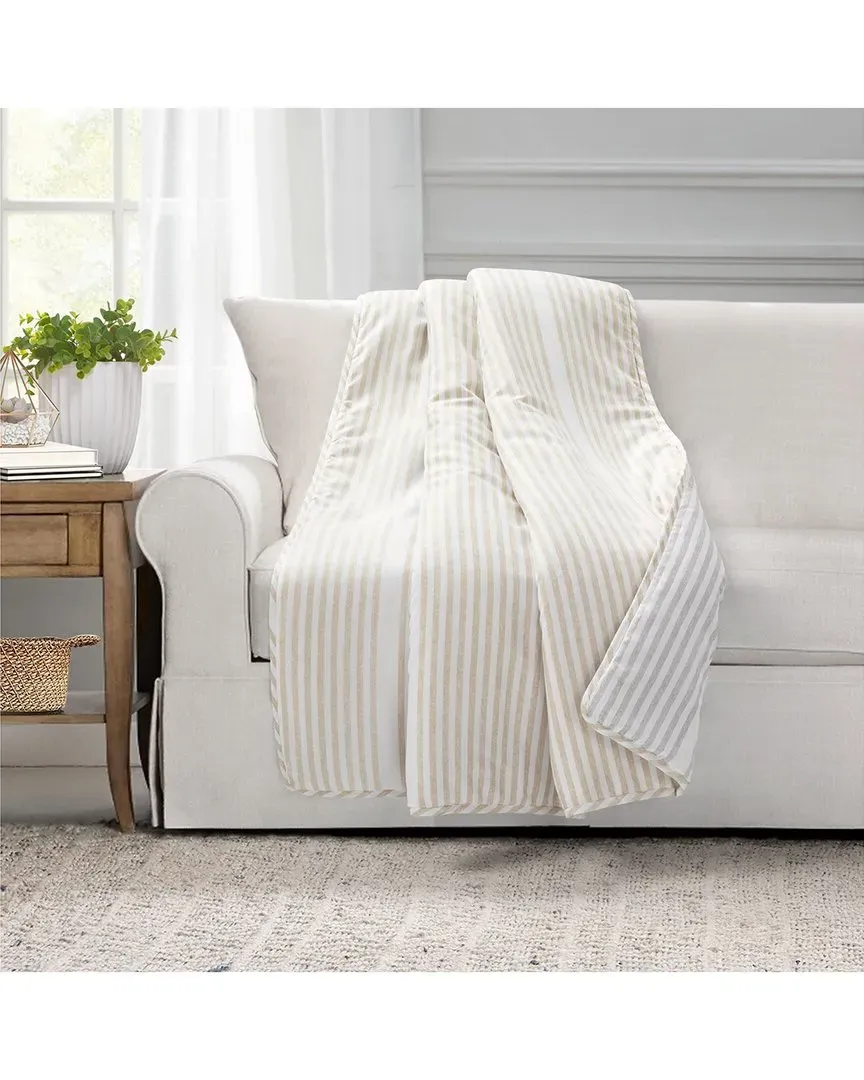 Farmhouse Drew Stripe Silver-Infused Throw - Neutral image