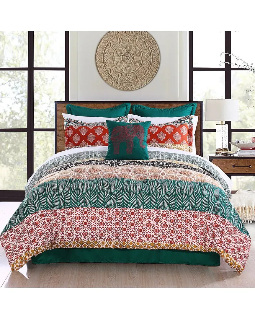 Fashion Bohemian Stripe Comforter Set - Turquoise image