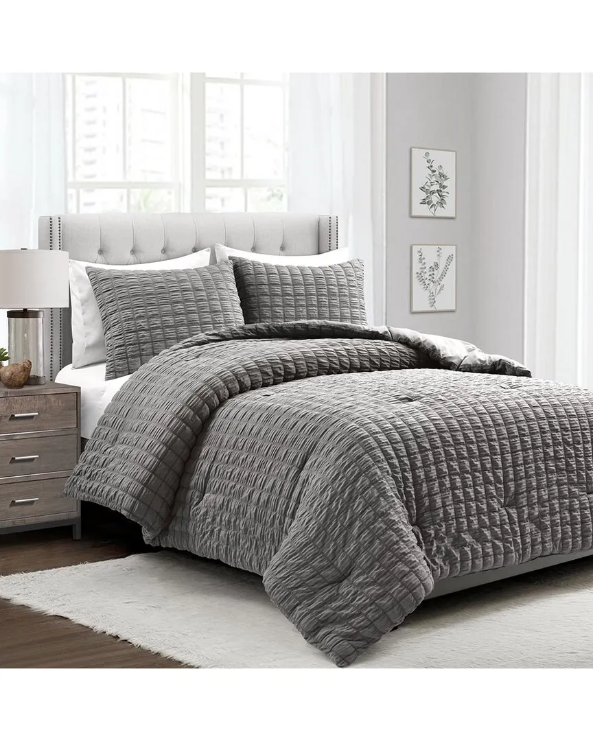 Fashion Crinkle Textured Dobby Comforter Set - Gray