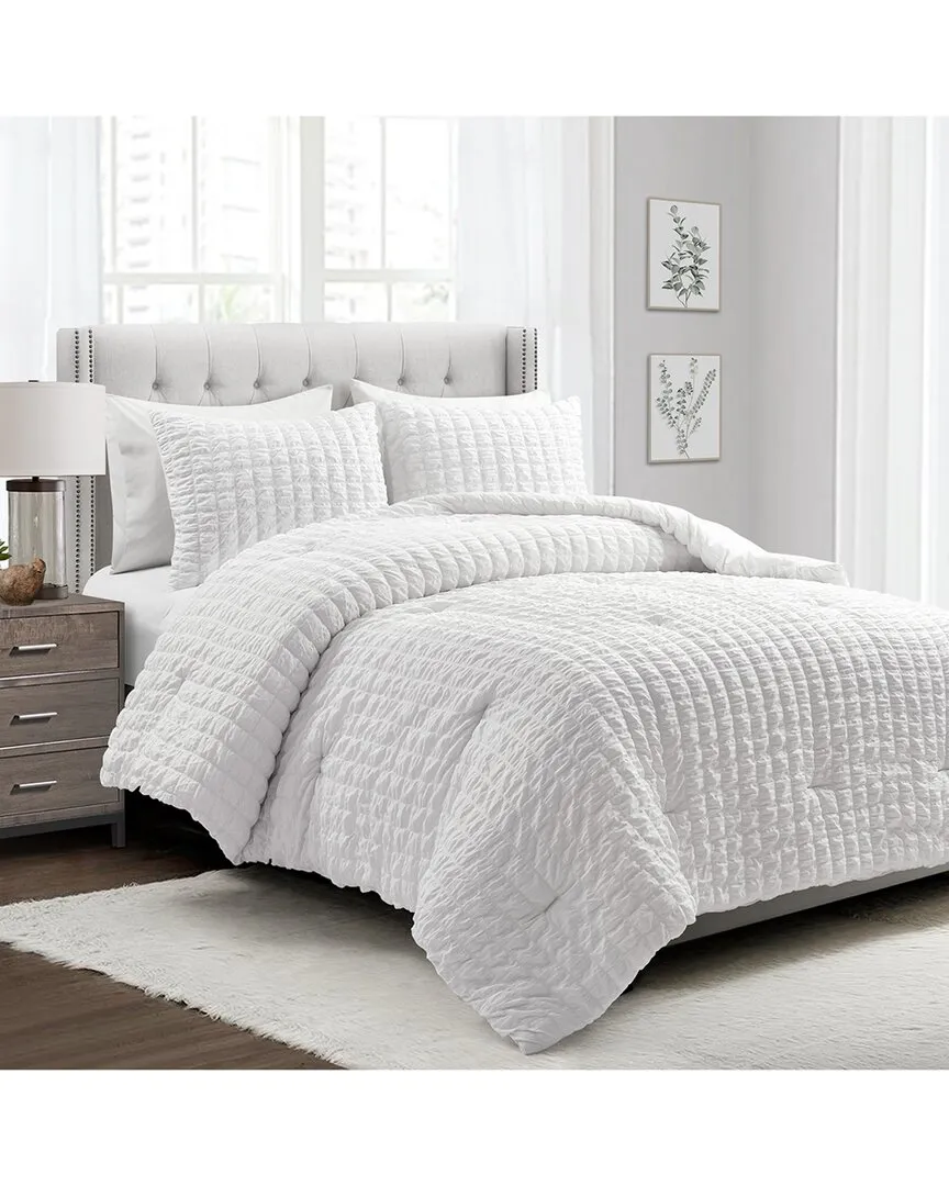 Fashion Crinkle Textured Dobby Comforter Set - White