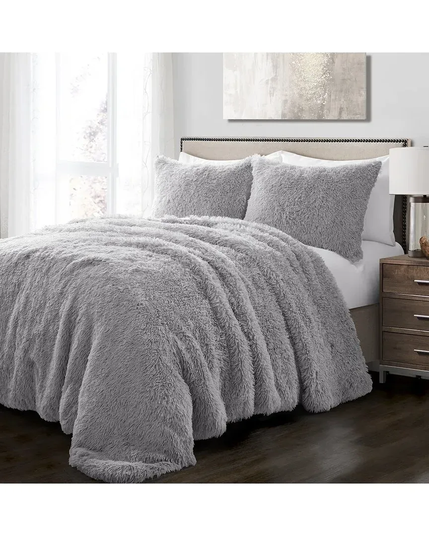 Fashion Emma Faux Fur Comforter Set - Light Gray image