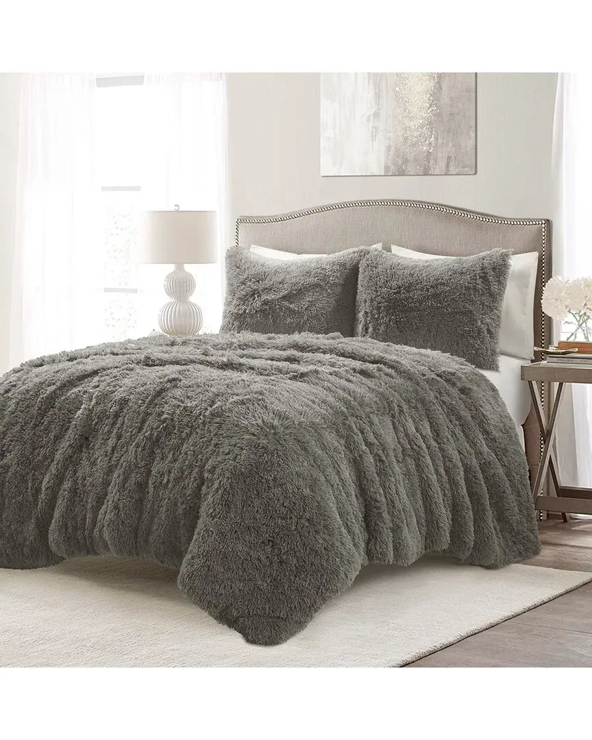 Fashion Emma Faux Fur Oversized Comforter Set - Gray