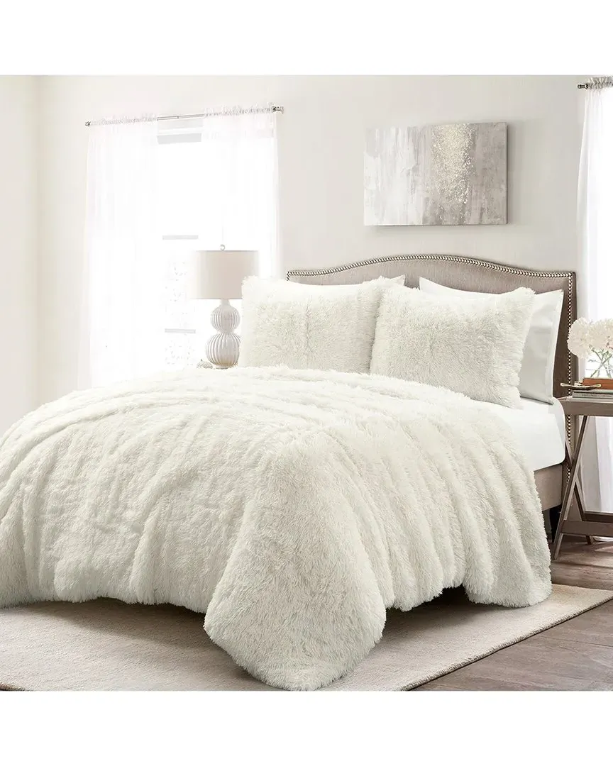Fashion Emma Faux Fur Oversized Comforter Set - Ivory