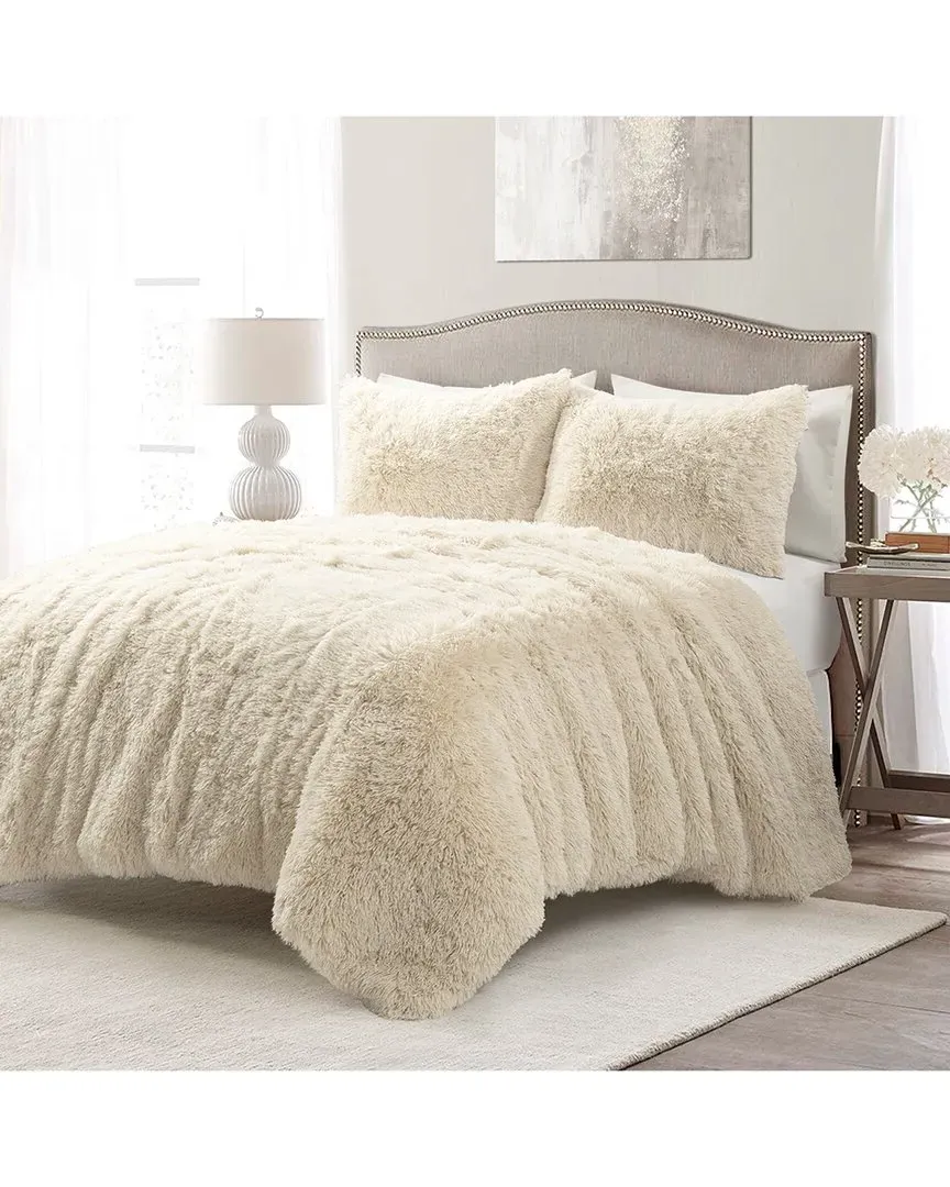 Fashion Emma Faux Fur Oversized Comforter Set - Wheat