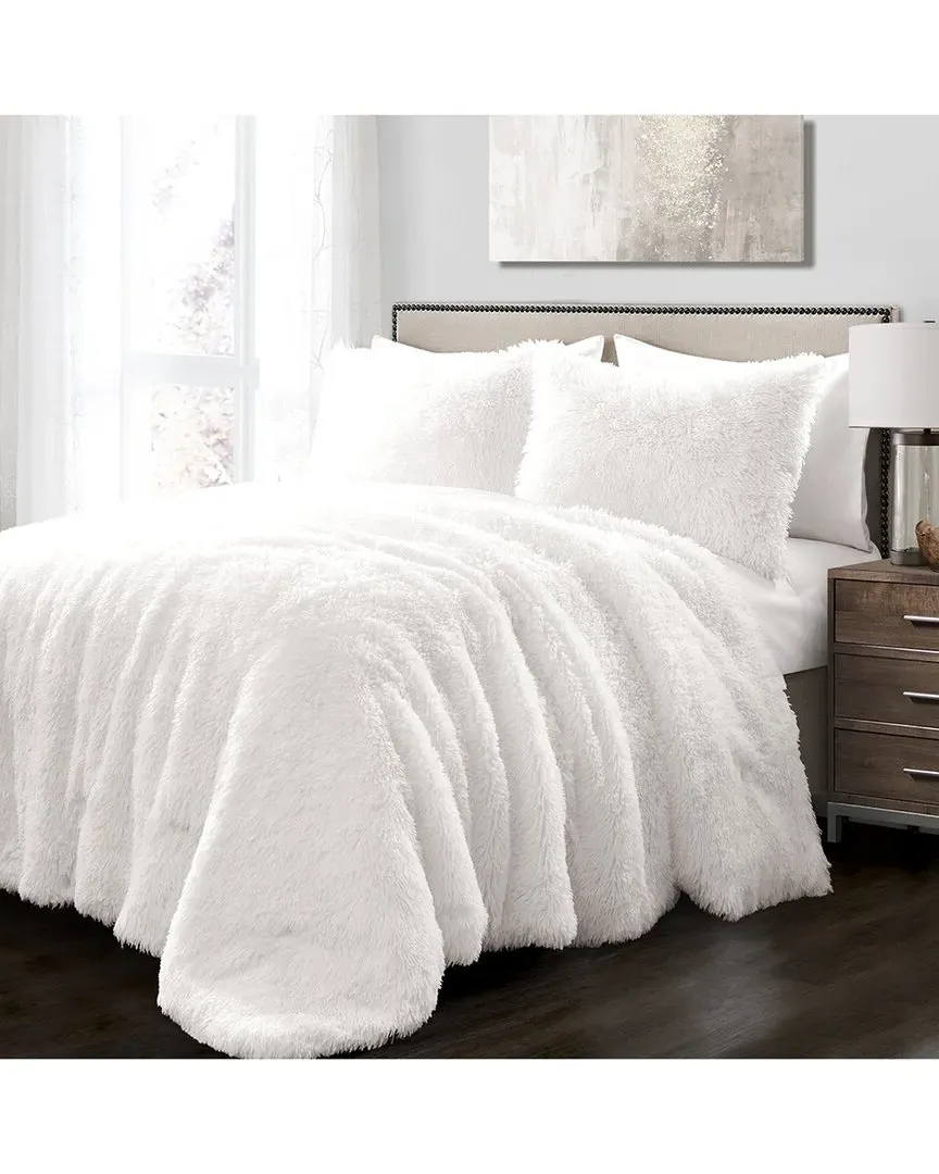 Fashion Emma Faux Fur Oversized Comforter Set - White