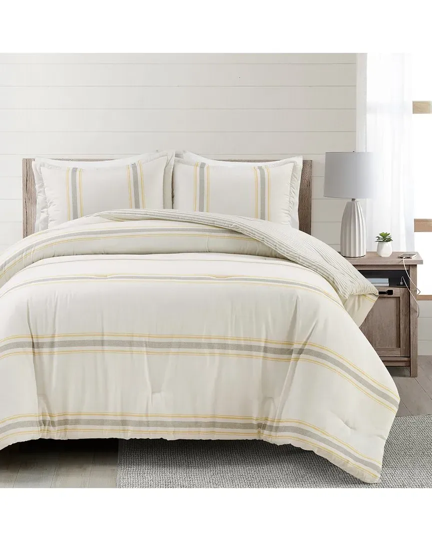 Fashion Farmhouse Stripe Reversible Cotton Comforter - Yellow