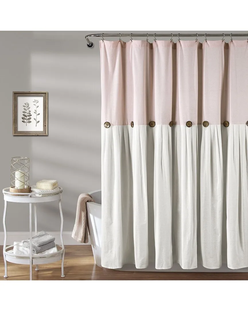 Fashion Linen Button Shower Curtain - Blush, Cotton Blend