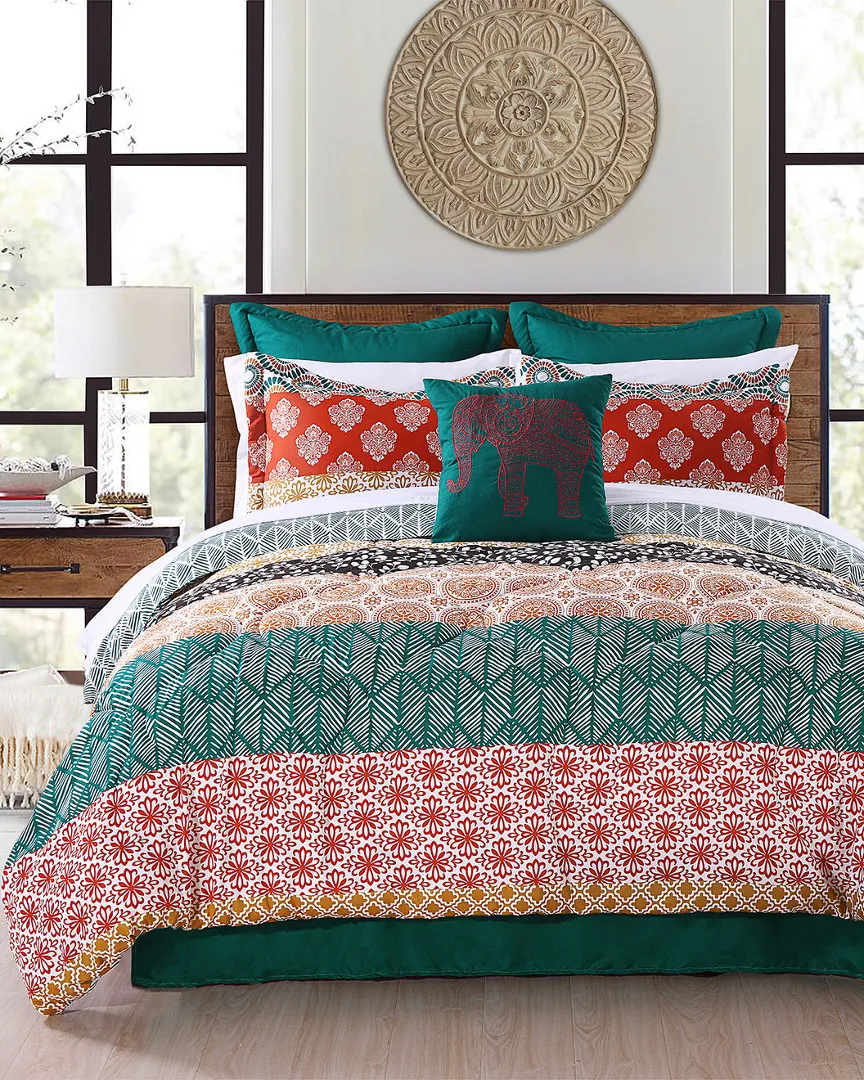 Fashions 7pc Bohemian Comforter Set - Turquoise, Polyester image
