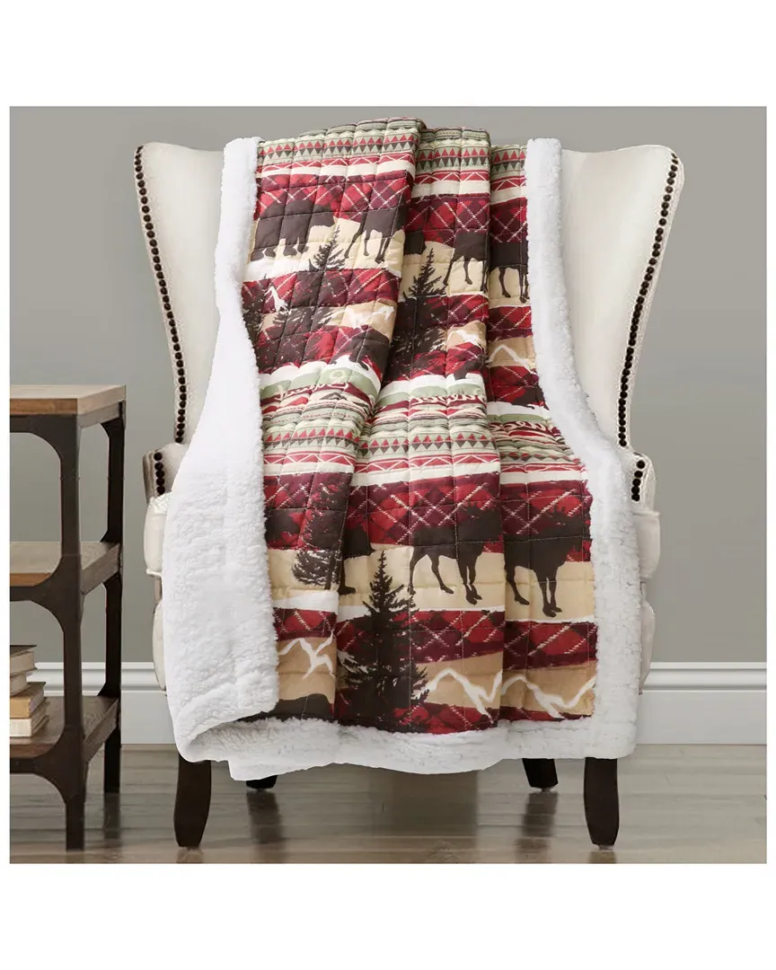 Fashions Holiday Lodge Sherpa Throw Blanket - Red image