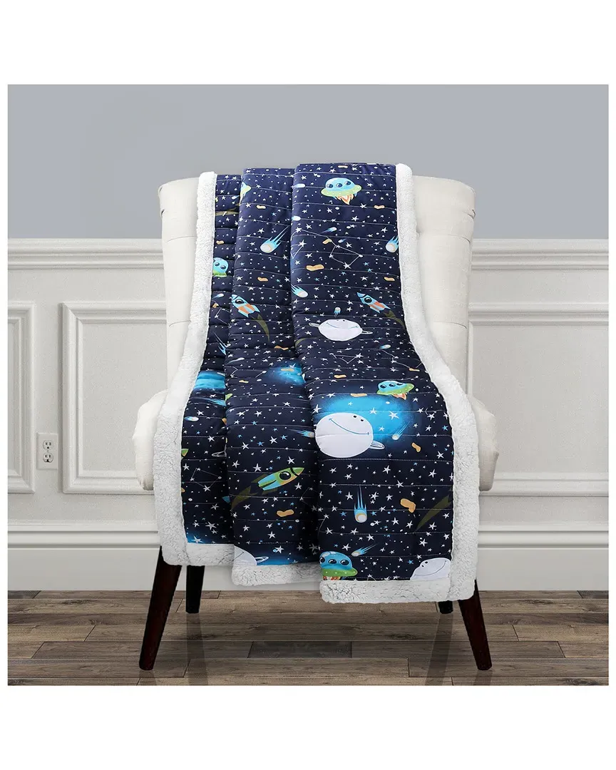 Fashions Universe Sherpa Throw Blanket - Navy