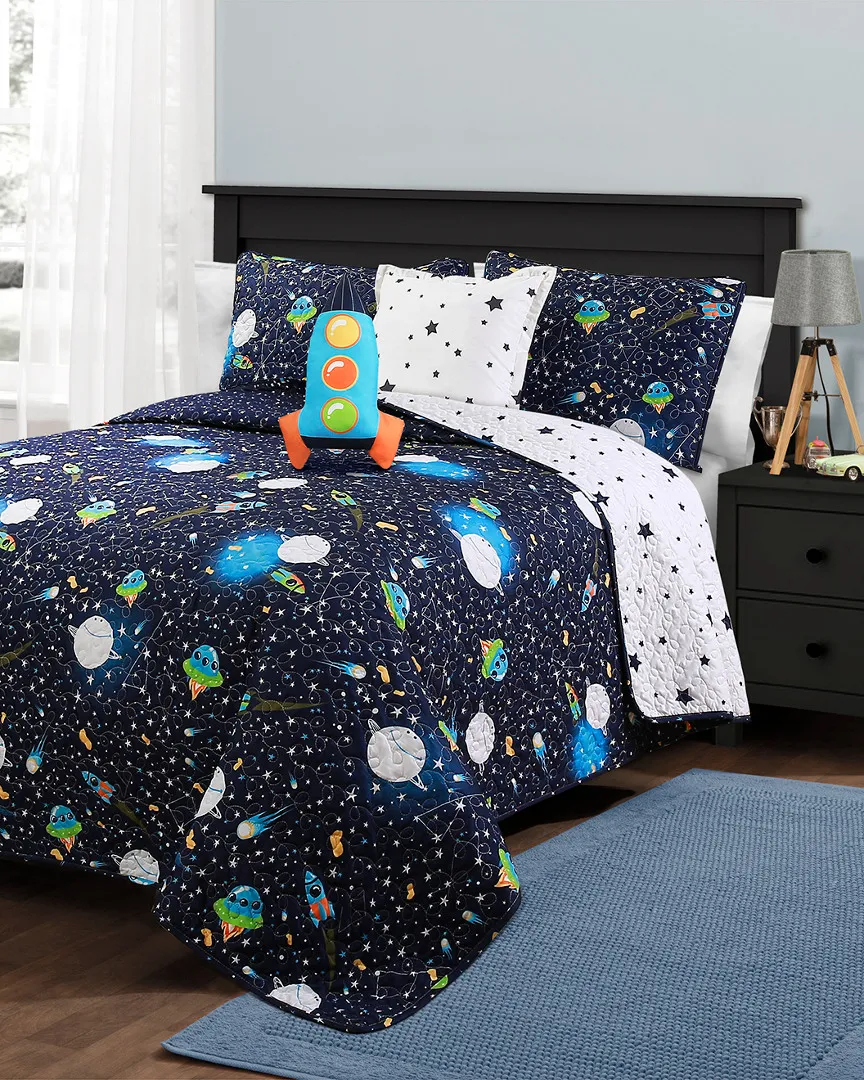 Fashions Universe Twin Quilt Set - Navy, Polyester