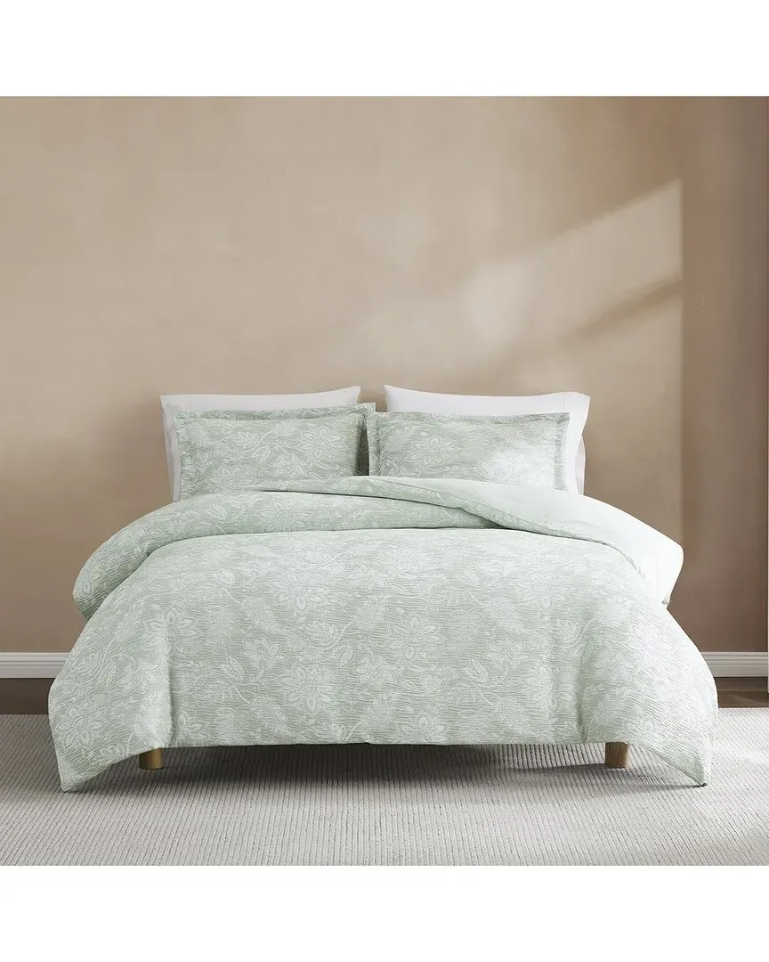 Floral Jacobean Gauze Jacquard Duvet Cover Set - Sage