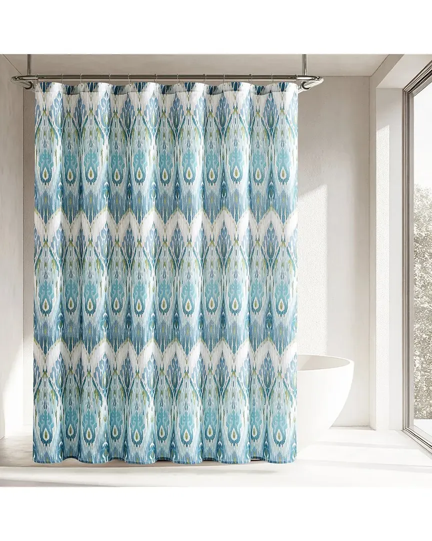 Ikat Drops Shower Curtain - Teal image