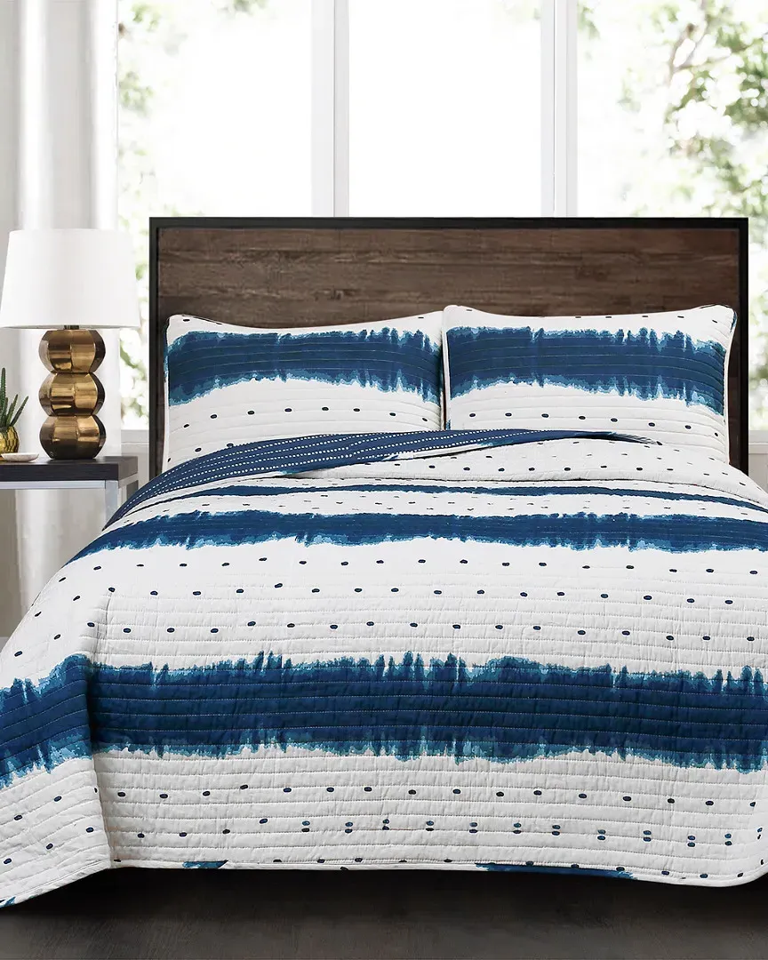 Jane Shibori 3-Piece Quilt Set - Navy