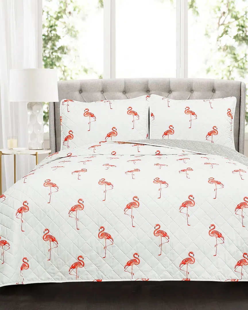 Kelly Flamingo Quilt Set - Coral, Cotton