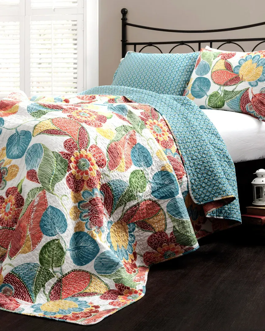 Layla Quilt Set - Orange and Blue image