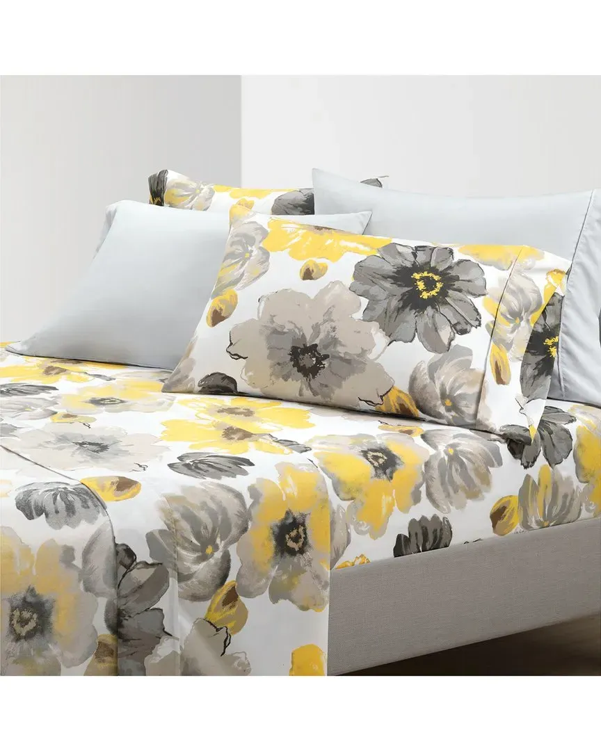 Leah Sheet Set with Pleat Detail - Yellow, Polyester