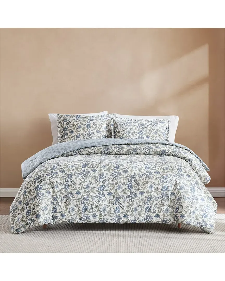 Lillian Block Print Reversible Comforter Set - Blue