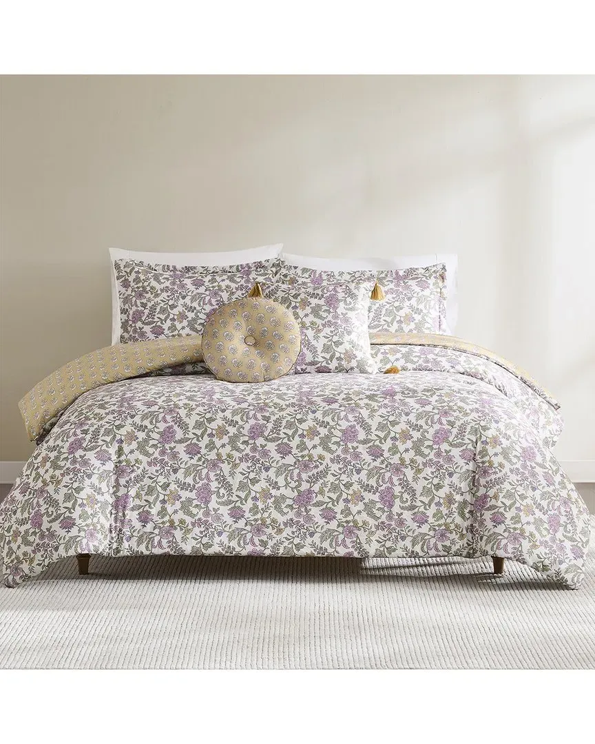 Lillian Block Print Reversible Comforter Set - Purple