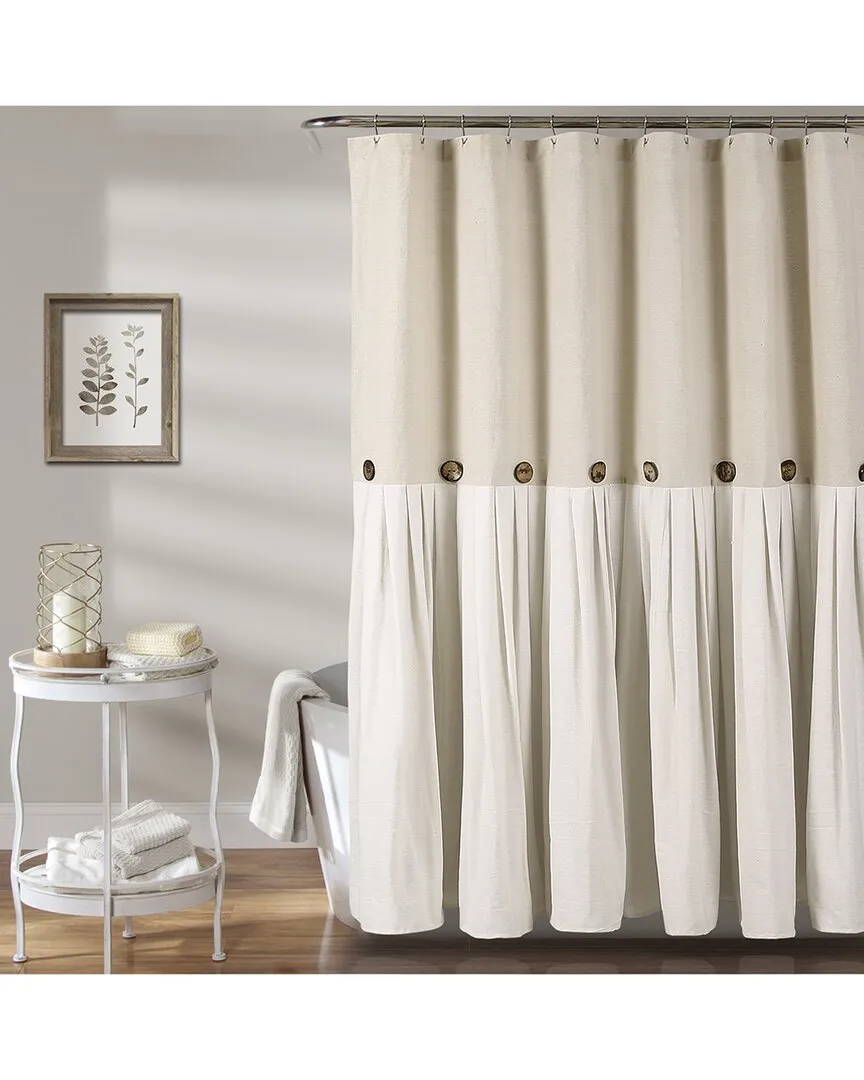 Linen Button Shower Curtain - Linen, Cotton Blend